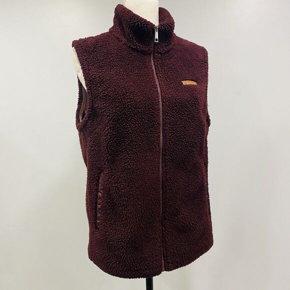 SAGE COLLECTIVE S Women’s Sherpa Fleece Sleeveless Vest Burgundy Hiking Outdoor - Picture 13 of 16